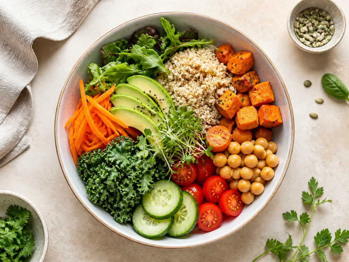 Repas équilibré composé de légumes frais
